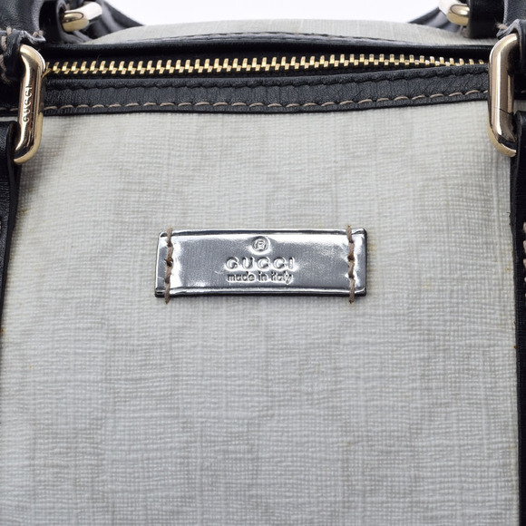 Gucci GG Supreme White Canvas Leather Boston Bag - Picture 8 of 9